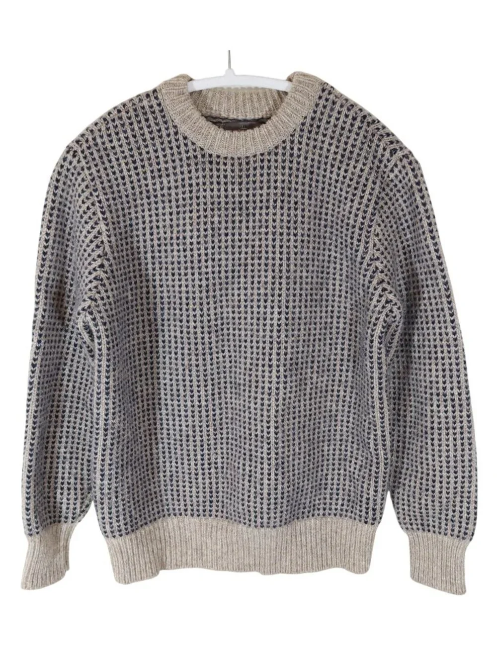 LL BEAN SIGNATURE 100% Wool Birds Eye Pullover Sweater Size M Outdoor Preppy